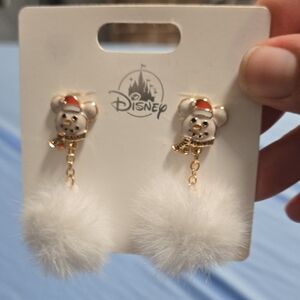 Disney Snowman Earrings with Red and White Accents